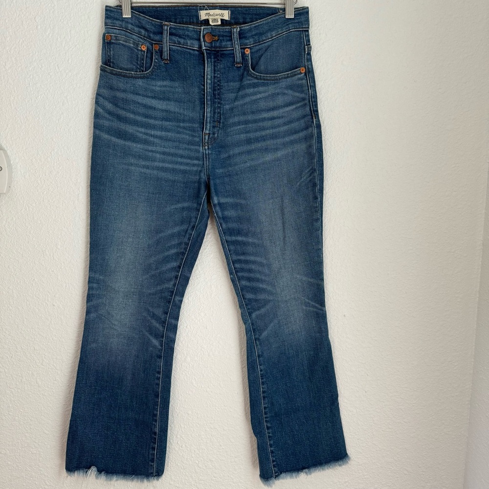 Madewell Cali Demi-Boot Jeans Destructed Hem Edition Blue Medium Wash Size 28